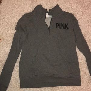 Pink 3-quarter zip sweater